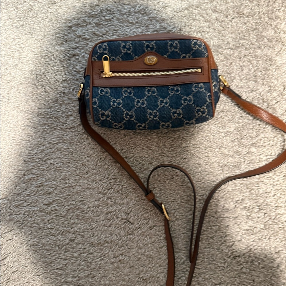 Gucci Navy and Tan Crossbody Bag